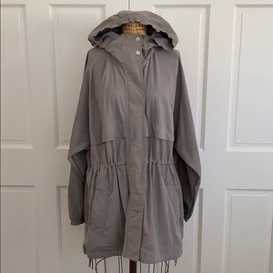 Athleta gray long parka raincoat
